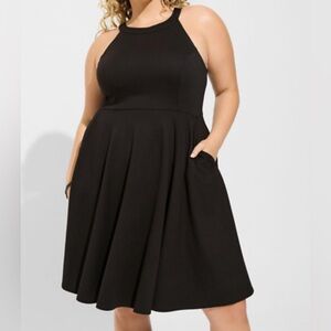 Torrid Black High Neck Fit & Flare Skater Dress – Size 00 (M) – NWT